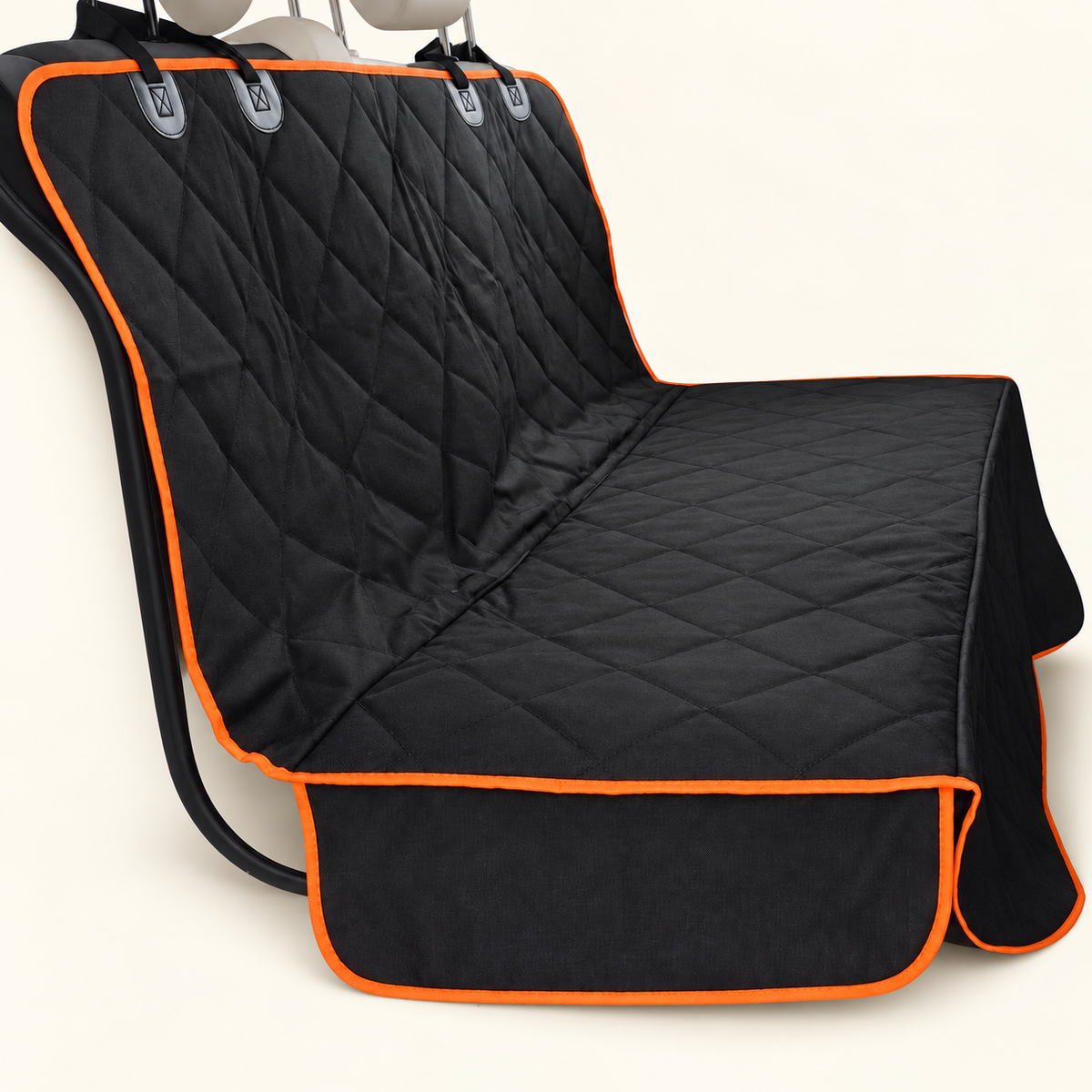 Spoto AutoShield™ — Tapete Impermeável para Transporte de Animais no Automóvel — autoshield preto laranja