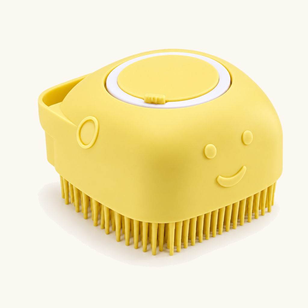 Spoto BathFoam™ — Escova de Silicone com Dispensador de Champô — amarelo coracao