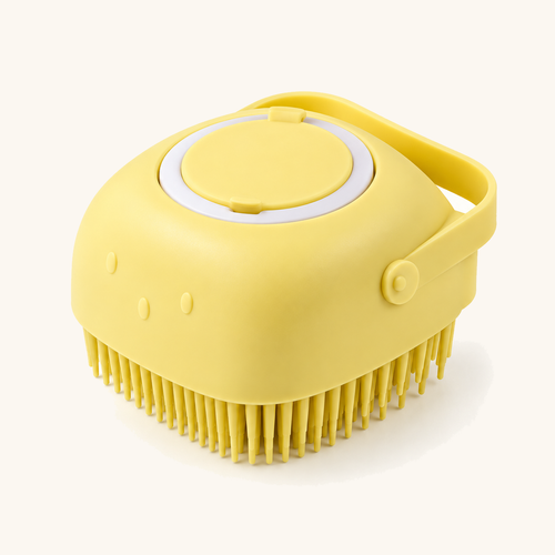 Spoto BathFoam™ — Escova de Silicone com Dispensador de Champô — amarelo quadrada