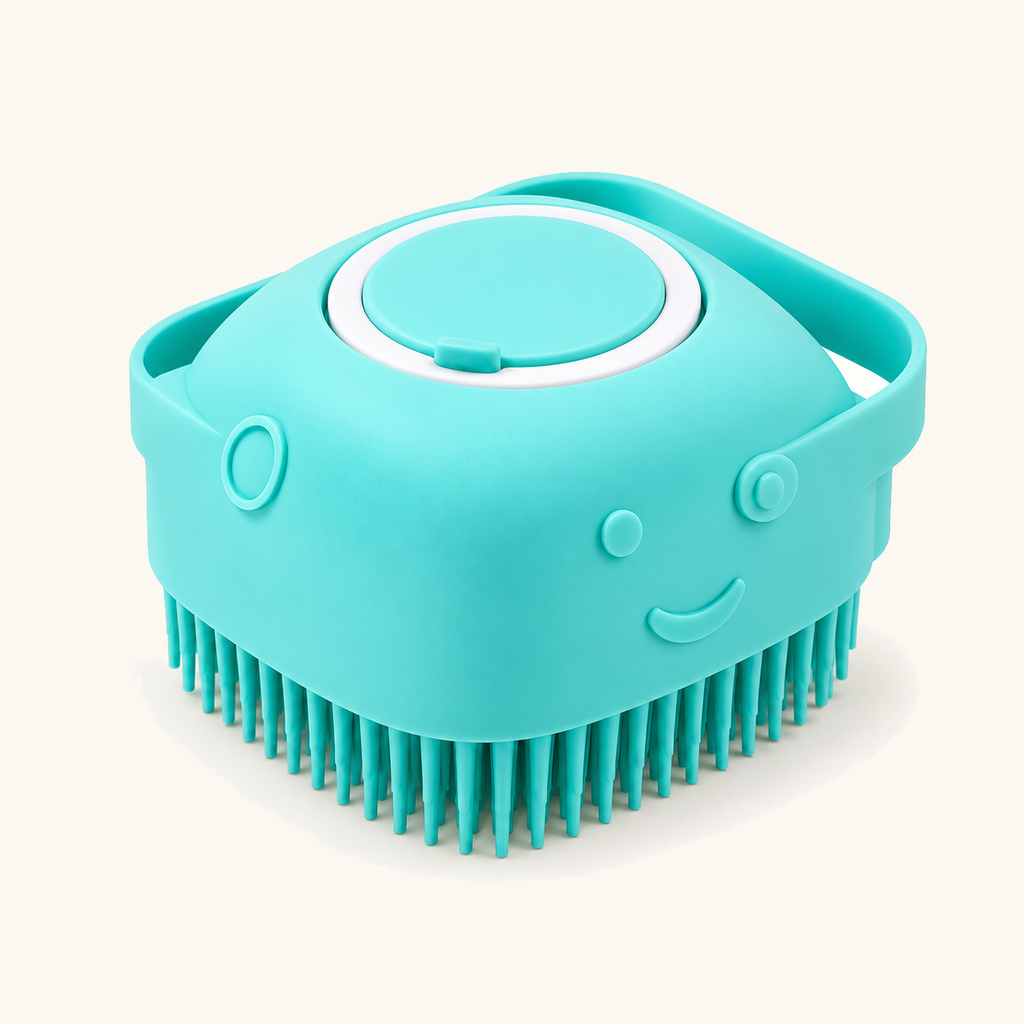 Spoto BathFoam™ — Escova de Silicone com Dispensador de Champô — azul quadrada
