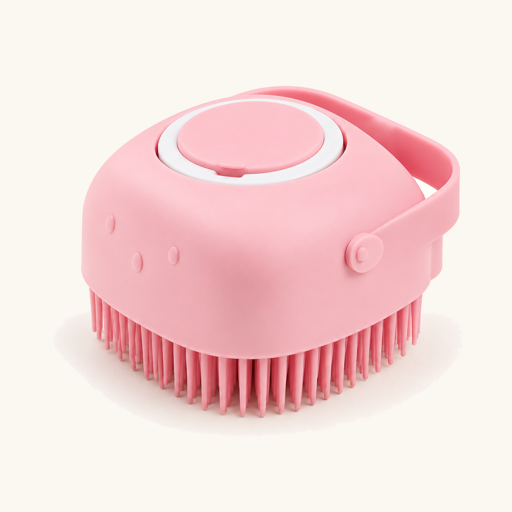 Spoto BathFoam™ — Escova de Silicone com Dispensador de Champô — rosa quadrada