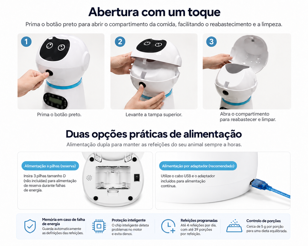 Spoto SmartFeed — abertura e opções de alimentação em português