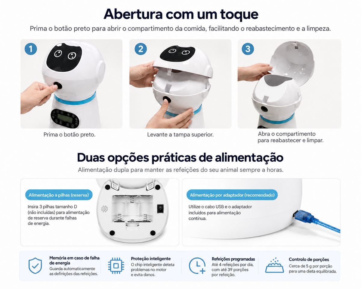 Spoto SmartFeed — abertura e opções de alimentação em português